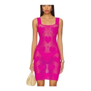 Beach Riot James Dress Pink Heart Crochet Sz Large